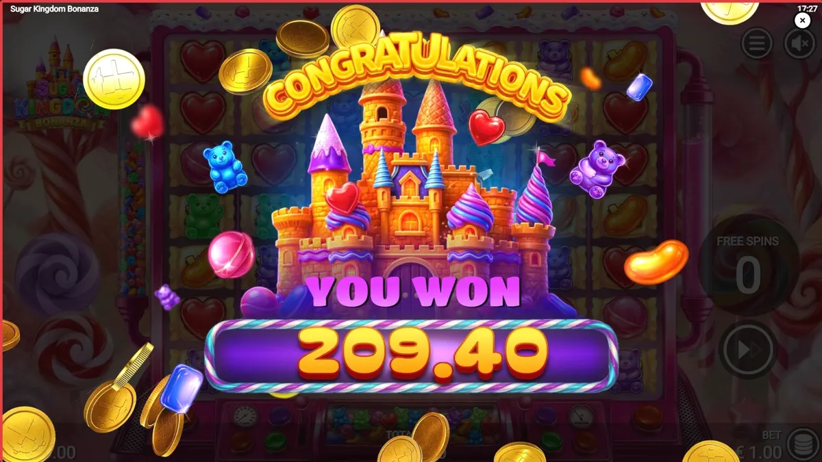 Interface do jogo Sugar Kingdom Bonanza em um dispositivo móvel