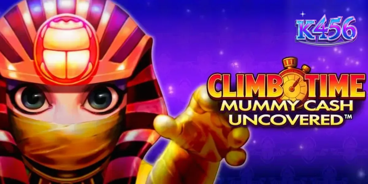 Interface do jogo Climb Time Mummy Cash Uncovered com tema egípcio